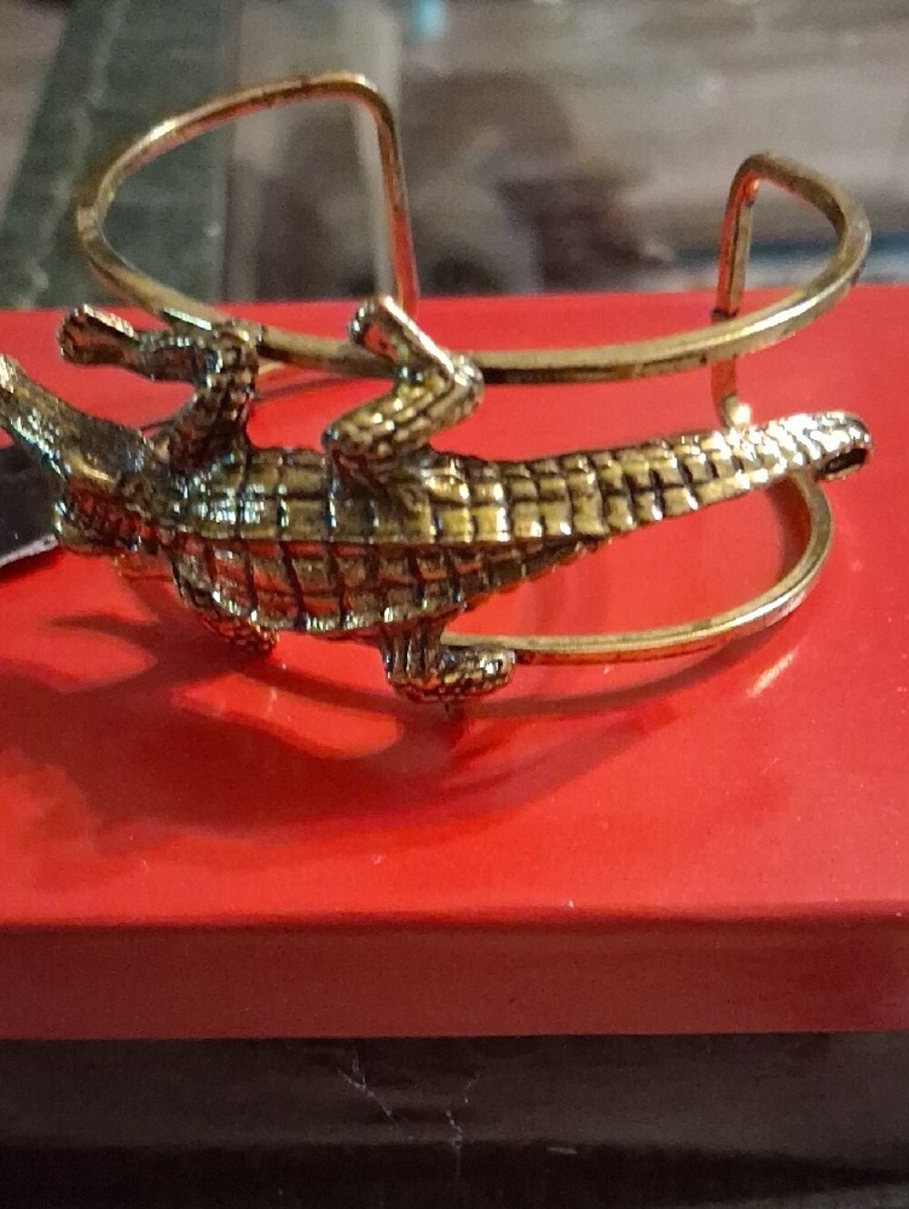 Yochi Gold Alligator Cuff Bracelet - Picture 4 of 6